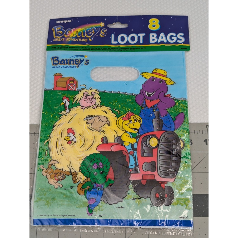 Barney Dinosaur Birthday Loot Favor Bag‎ Lot Sealed 1998